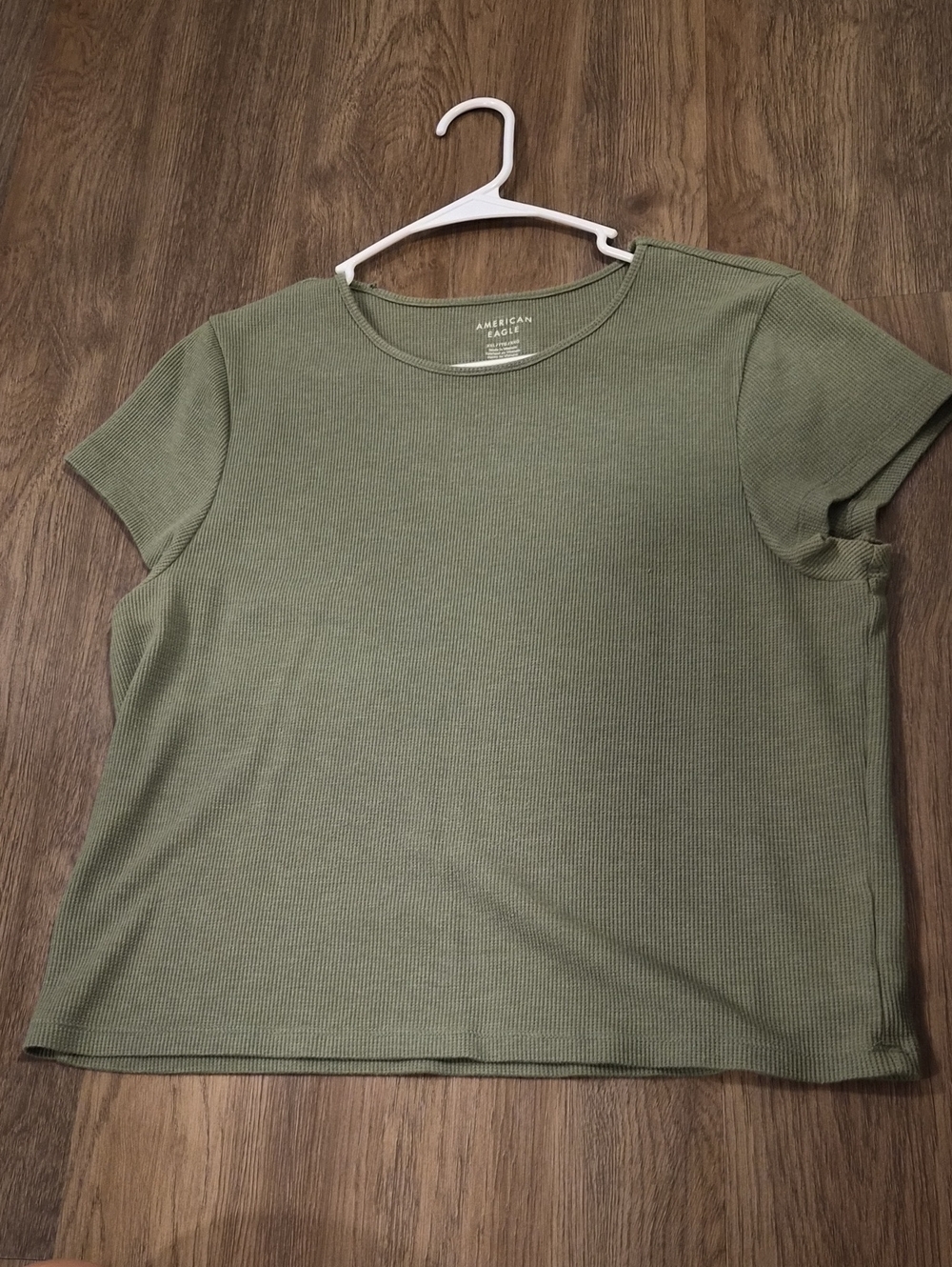 American Eagle Outfitters Olive Green Ribbed Short Sleeve Tee